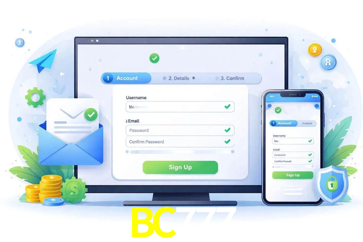 Registro de nuevo usuario y configuración de cuenta BC777